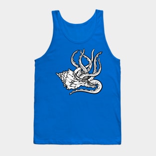 Octopus Tentacles in A Conch Seashell Illustration Outline Tank Top